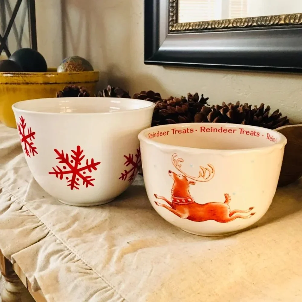 Hallmark reindeer Christmas Bowls snowflake winter holiday candy kitchen…